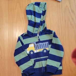 Carter's Green and Blue Striped Fleece Hoodie,  24 Month